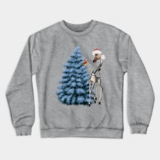 Chrismtas, cute girafe and bird Crewneck Sweatshirt